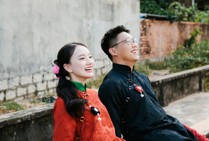 Chinese couple laughing together